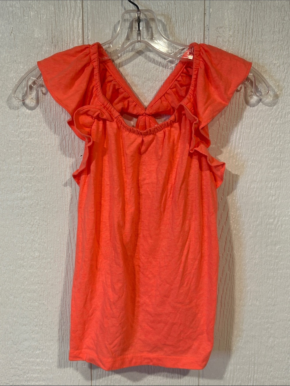 Girls Crewcuts Coral Knit Ruffle Tank Top
